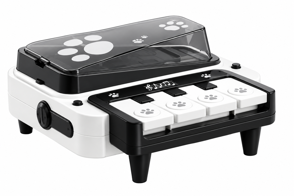 Interactive Piano Pet Feeder - White Background